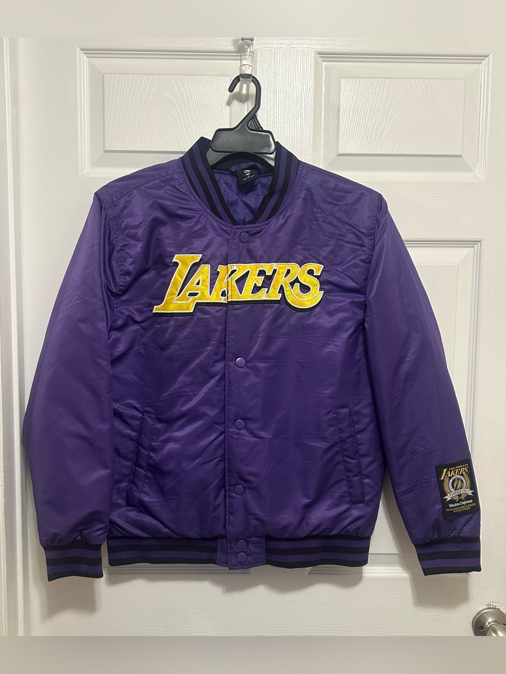 NBA Los Angeles Lakers Purple and Yellow Satin Bomber Jacket